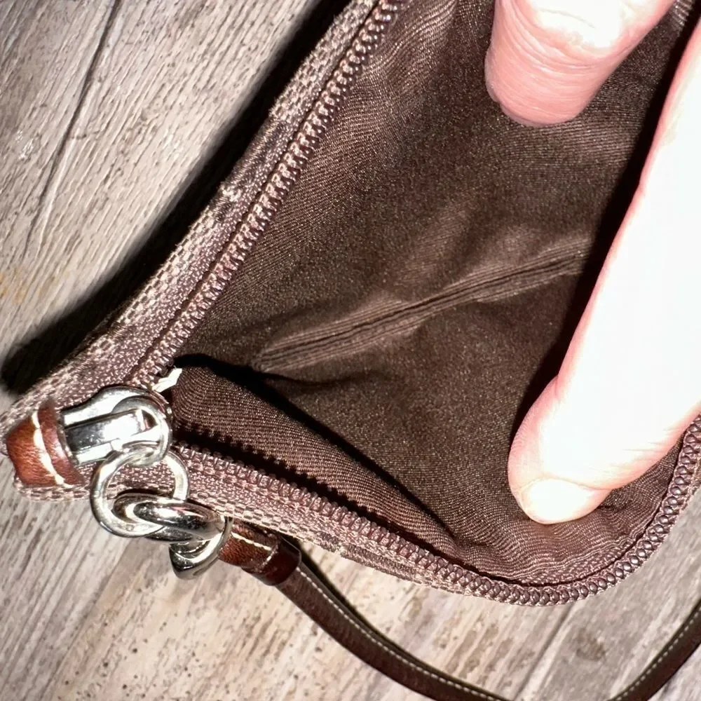 Coach brown classic leather wristlet